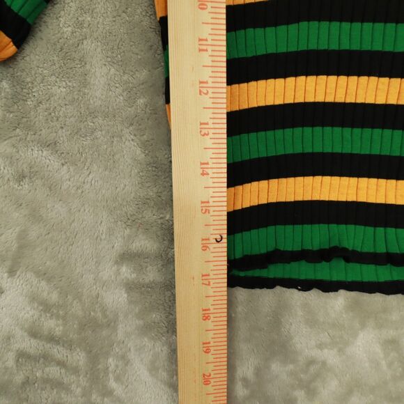 Zara Black Striped‎ Ribbed Knit Sweater Lettuce Trim Long Sleeve Top size Small - Picture 7 of 10